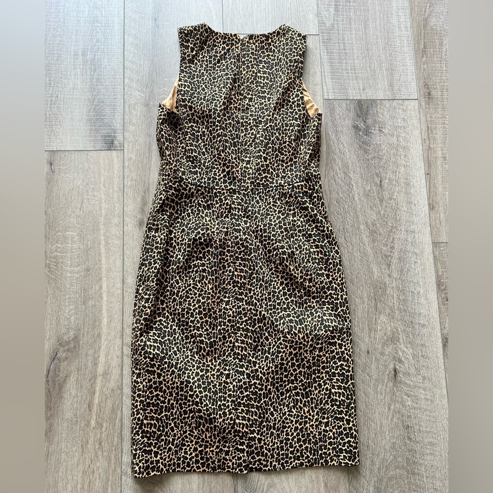J. Crew Factory Cheetah Print Sleeveless Sheath Dress Size 6P Petite - Picture 5 of 5